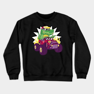 t-rex-dinosaur-driving-car Crewneck Sweatshirt